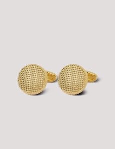 Gold Round Textured Cufflinks