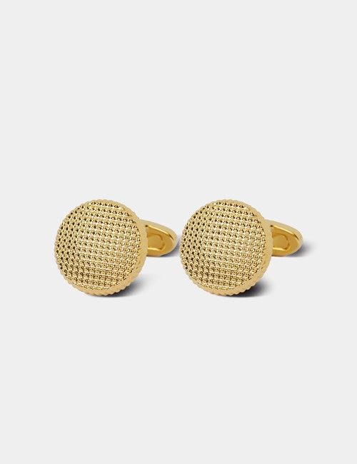 Gold Round Textured Cufflinks