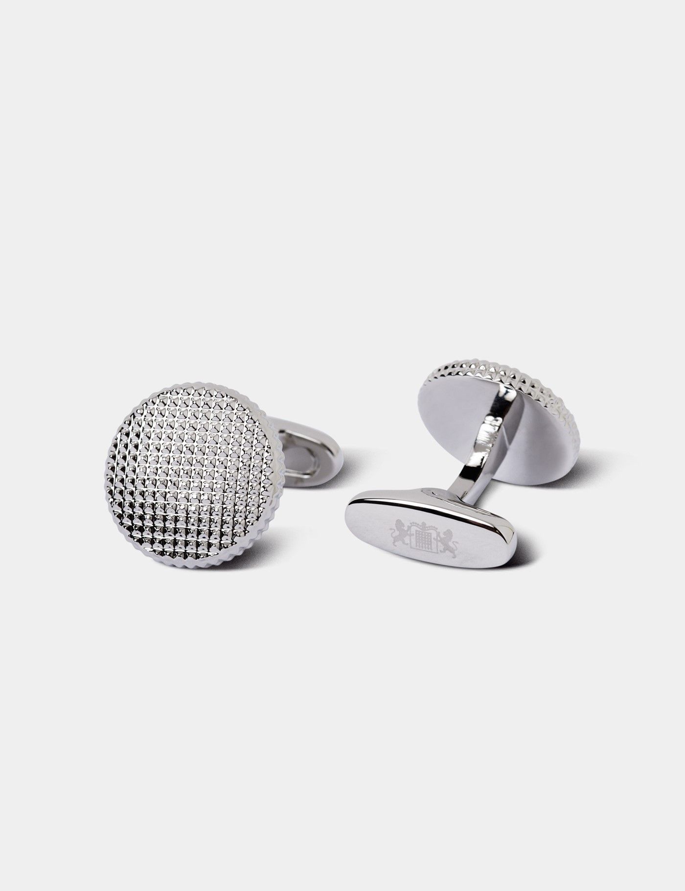 Silver Round Textured Cufflinks-preview