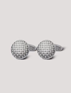 Silver Round Mesh Textured Cufflinks