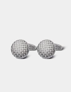 Silver Round Mesh Textured Cufflinks