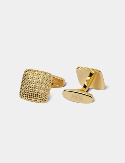 Gold Square Textured Cufflinks-preview