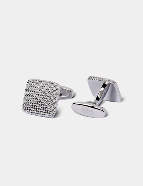 Silver Square Textured Cufflinks-preview