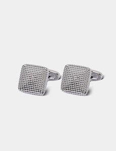 Silver Square Textured Cufflinks