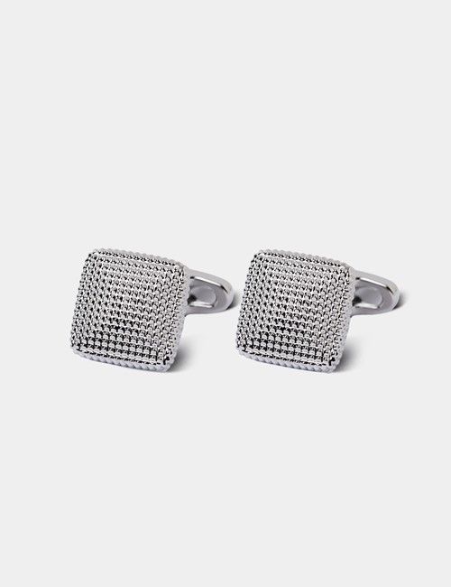 Silver Square Textured Cufflinks