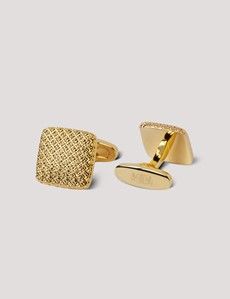 Gold  Square Textured Cufflinks-preview1