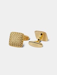 Gold  Square Textured Cufflinks-preview1