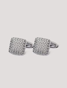 Silver Square Textured Cufflinks