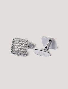 Silver Square Textured Cufflinks-preview1