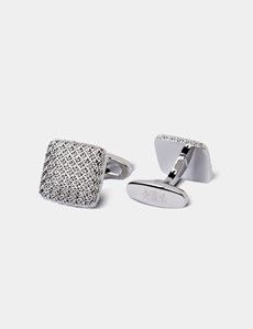Silver Square Textured Cufflinks-preview1