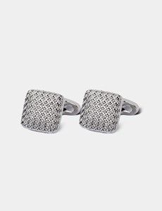 Silver Square Textured Cufflinks