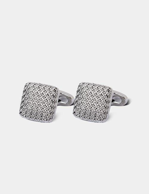 Silver Square Textured Cufflinks