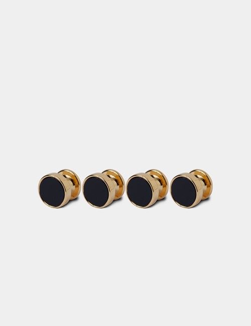 Gold Dress Stud Set - Black Onyx Detail