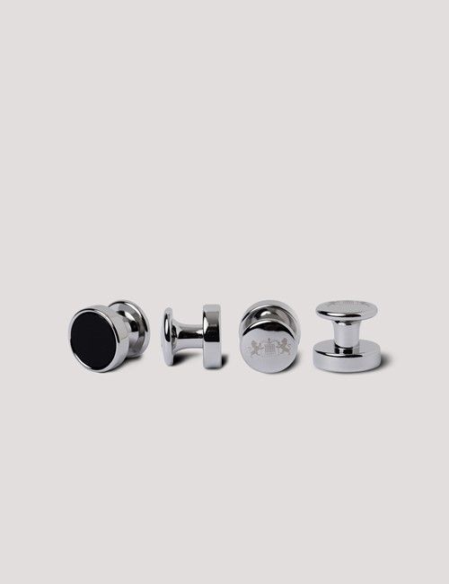 Silver Dress Stud Set - Black Onyx Detail-preview