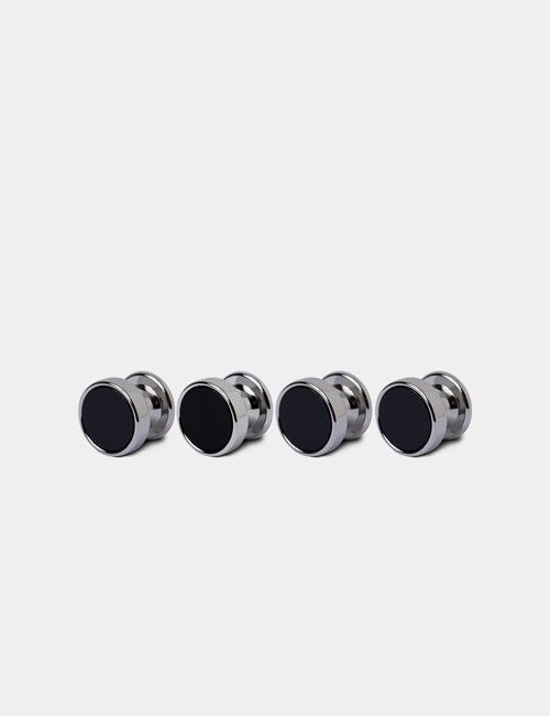 Silver Dress Stud Set - Black Onyx Detail 