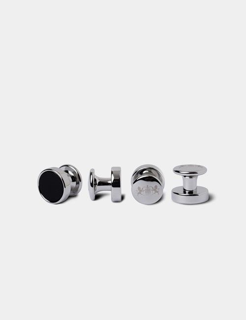 Silver Dress Stud Set - Black Onyx Detail-preview