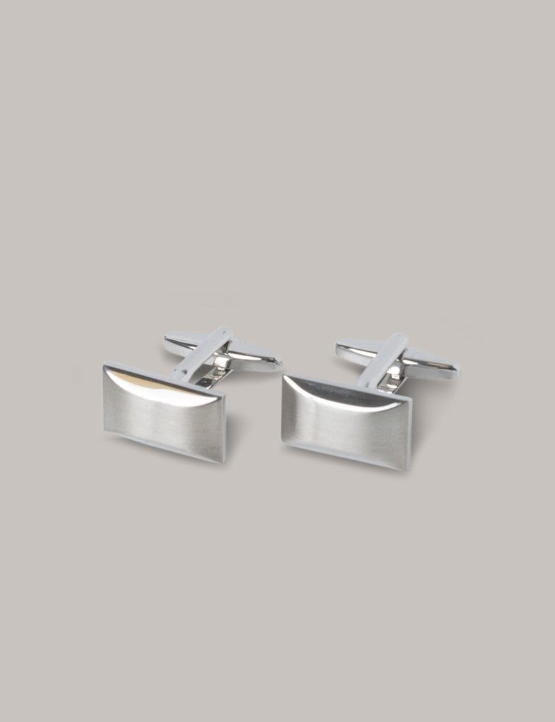 Men's Silver Rectangular Cufflinks Set | Hawes and Curtis