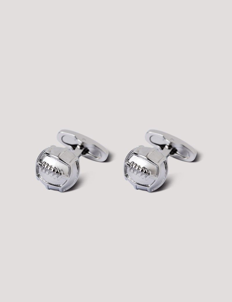 Silver Football Cufflinks