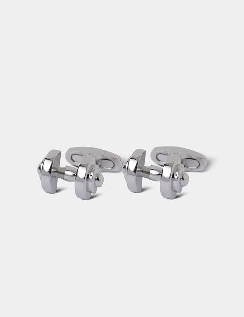 Silver Dumbbell Cufflinks