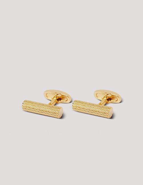 Gold Textured Barrel Cufflinks