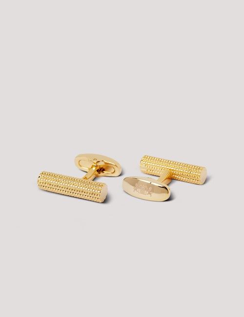 Gold Textured Barrel Cufflinks-preview