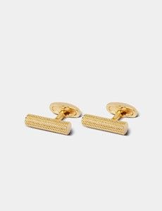 Gold Textured Barrel Cufflinks