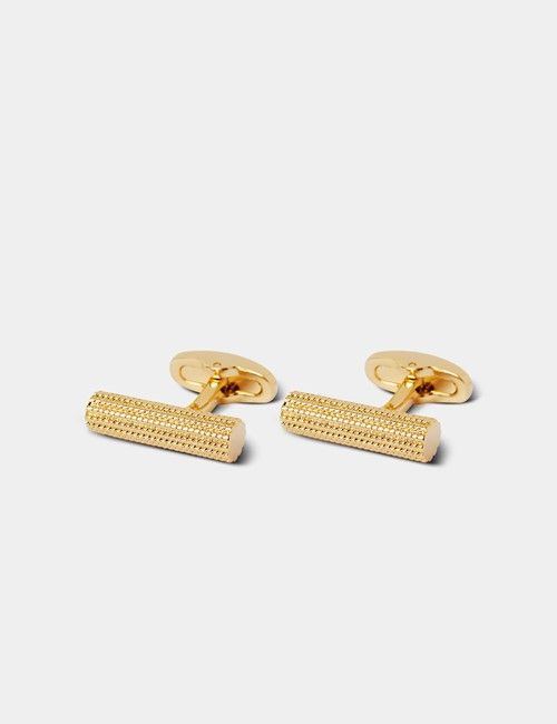 Gold Textured Barrel Cufflinks