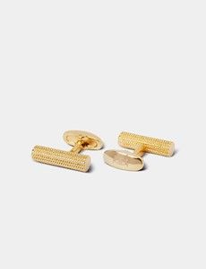 Gold Textured Barrel Cufflinks-preview1