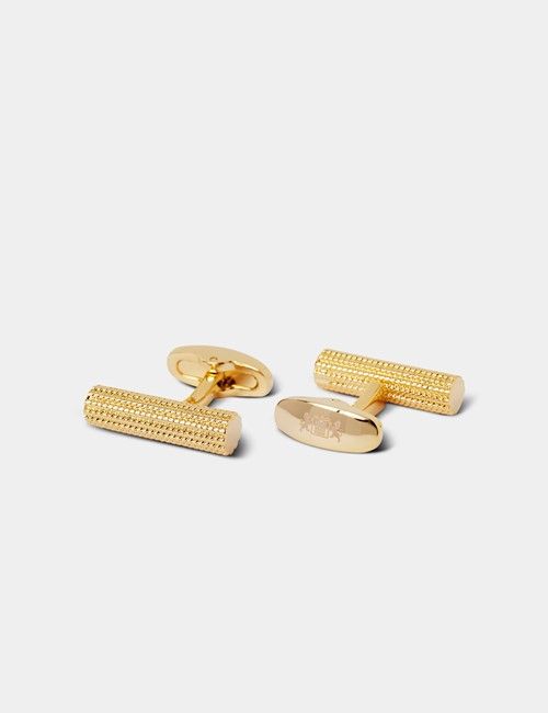 Gold Textured Barrel Cufflinks-preview