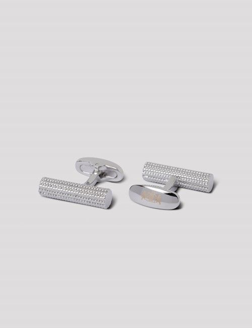 Silver Textured Barrel Cufflinks
