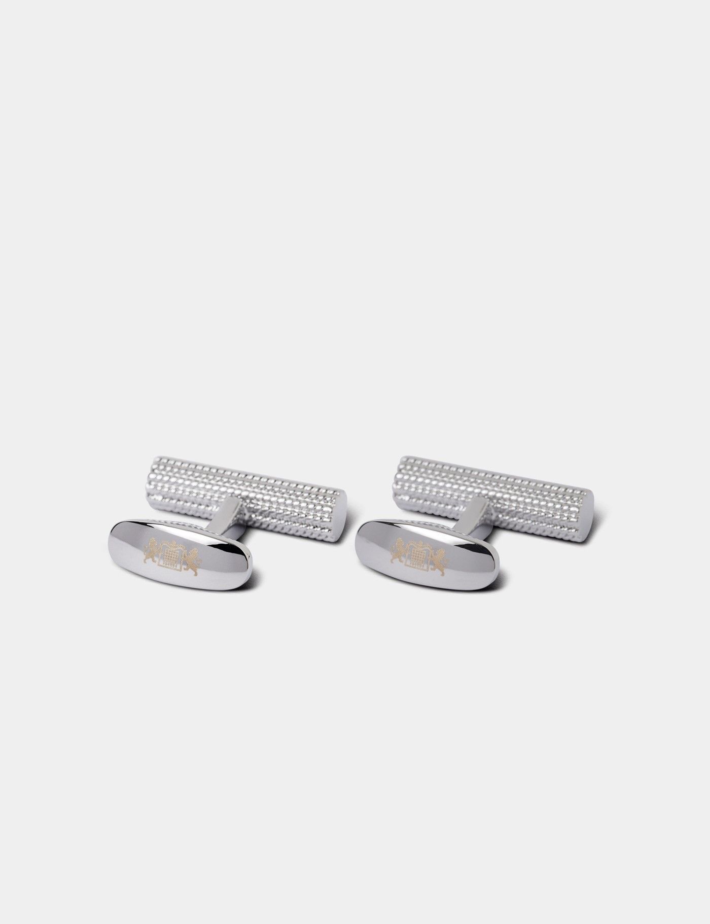 Silver Textured Barrel Cufflinks-preview