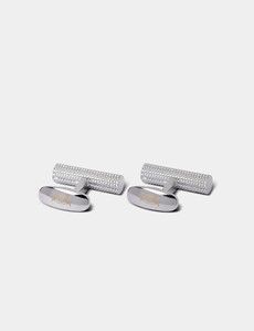 Silver Textured Barrel Cufflinks-preview1