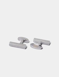 Silver Textured Barrel Cufflinks