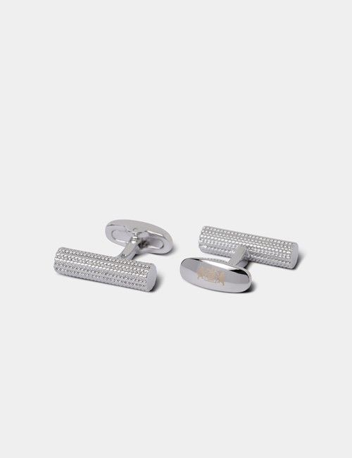 Silver Textured Barrel Cufflinks
