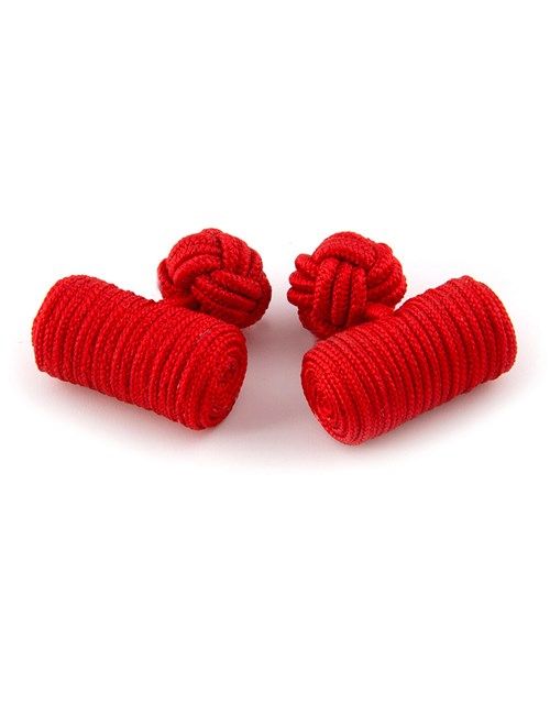Red Silk Knot Barrel Cufflinks