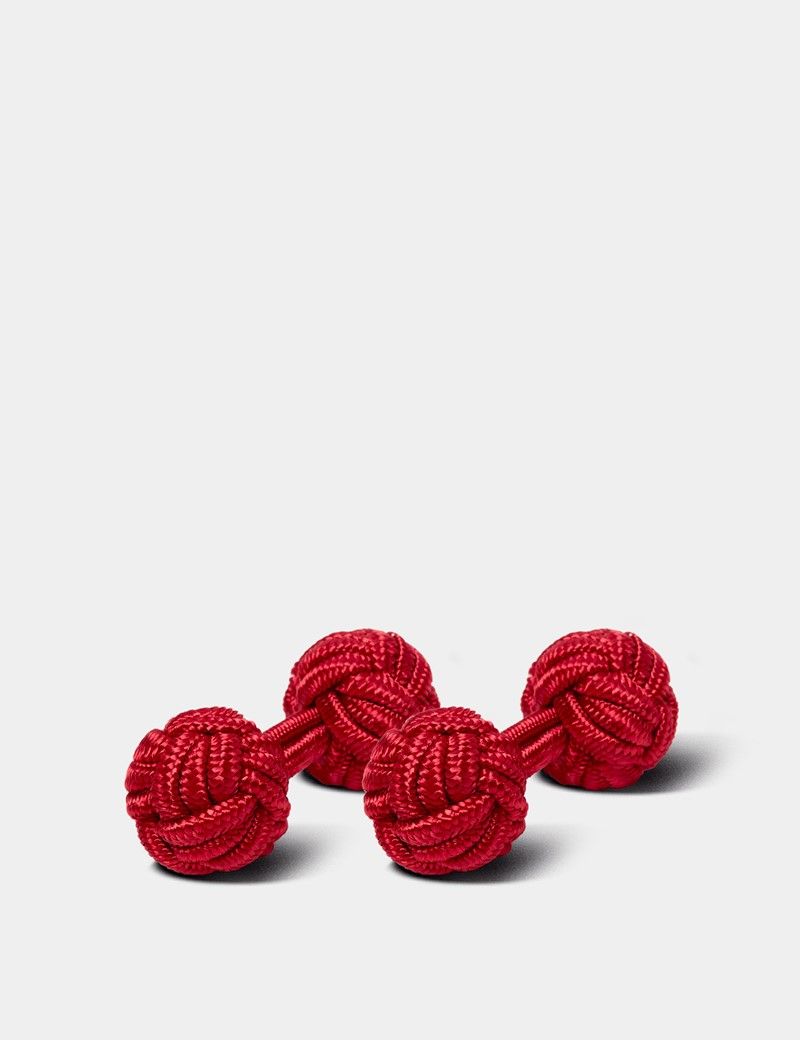 Red Silk Knot Cufflinks
