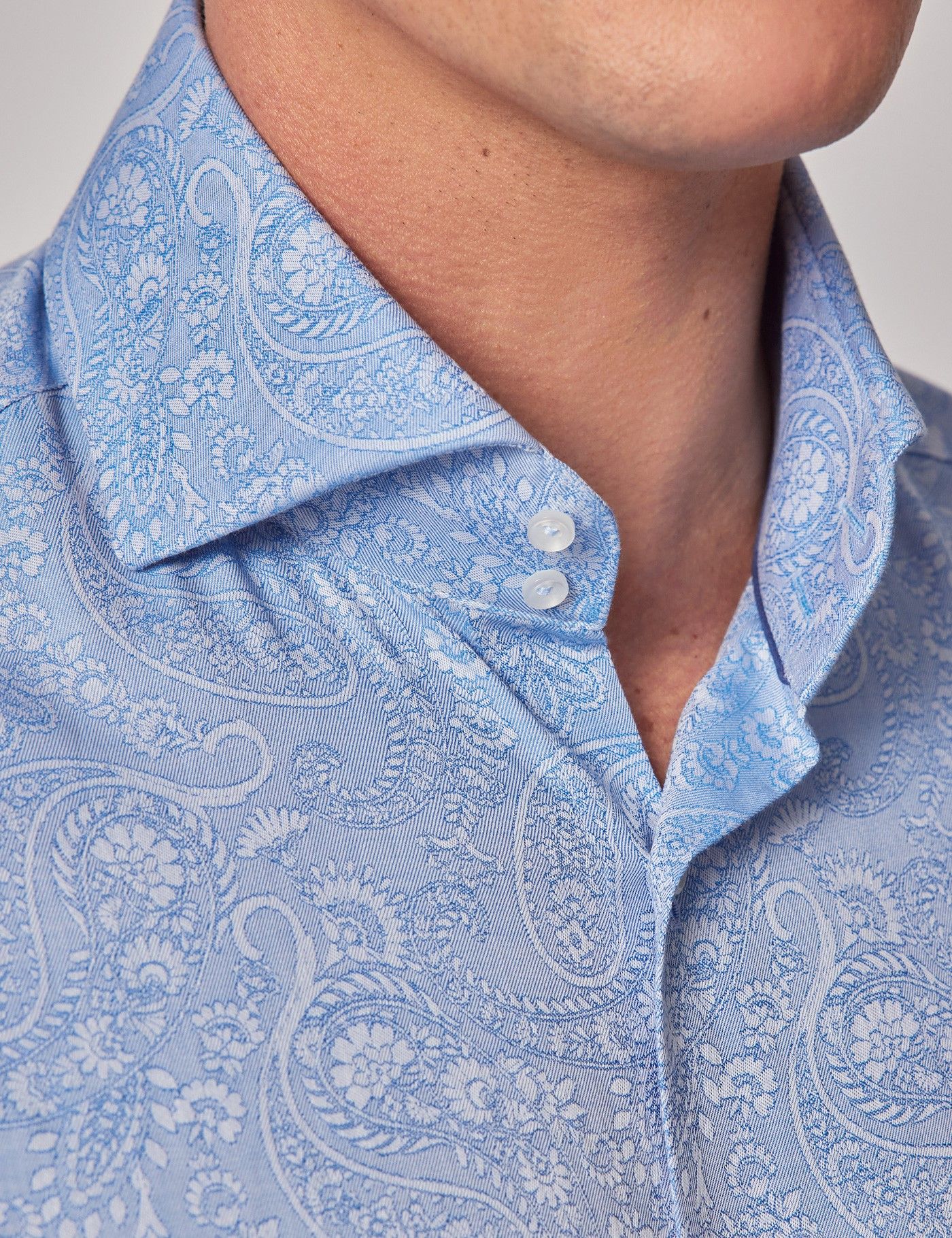 Slim Fit Blue Paisley Jacquard Curtis Shirt-preview