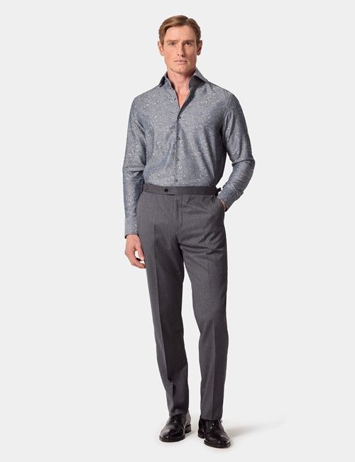 Dark Red Jacquard Floral Curtis Shirt