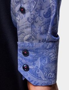 Slim Fit Royal Blue Paisley Jacquard Curtis Shirt