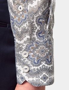 Slim Fit White & Grey Paisley Curtis Shirt