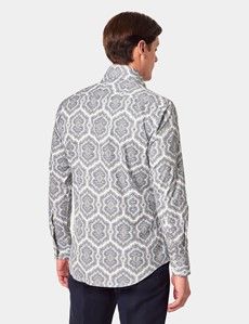 Slim Fit White & Grey Paisley Curtis Shirt