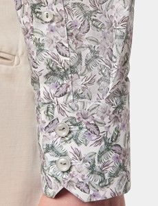 Slim Fit Green & White Tropical Flower Curtis Shirt