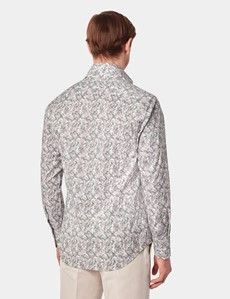 Slim Fit Green & White Tropical Flower Curtis Shirt