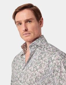 Slim Fit Green & White Tropical Flower Curtis Shirt