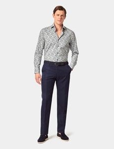 Slim Fit Navy & Green Paisley Curtis Shirt