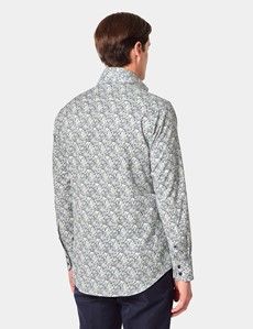 Slim Fit Navy & Green Paisley Curtis Shirt