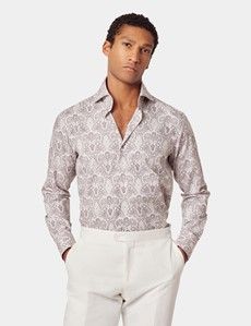 Slim Fit White & Burgundy Paisley Curtis Shirt