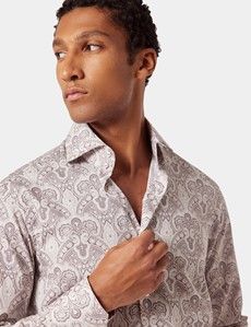 Slim Fit White & Burgundy Paisley Curtis Shirt
