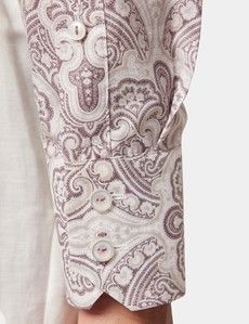 Slim Fit White & Burgundy Paisley Curtis Shirt