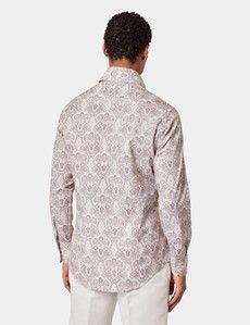 Slim Fit White & Burgundy Paisley Curtis Shirt